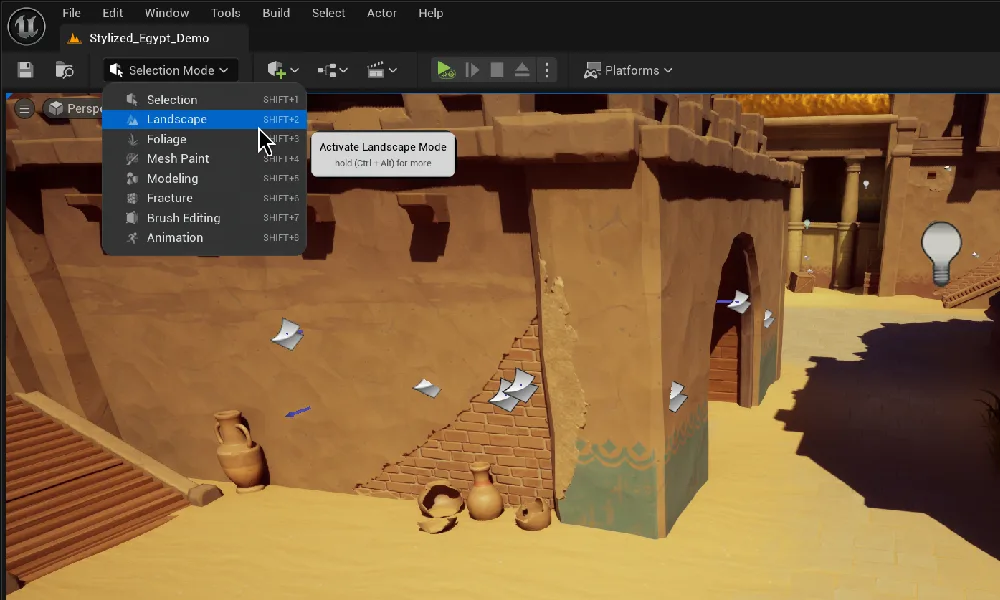 Activating Landscape Mode in Modes panel