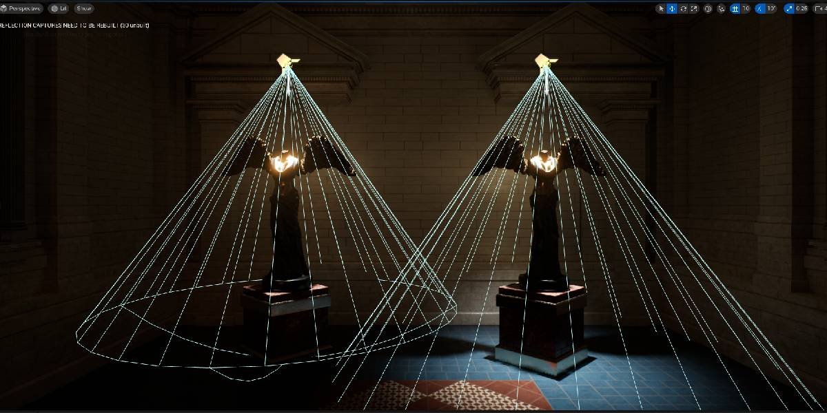 Light attenuation visualization showing falloff