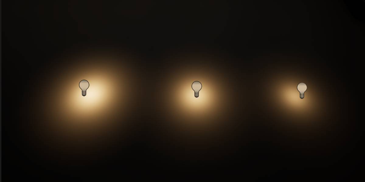 Same light at different intensity values