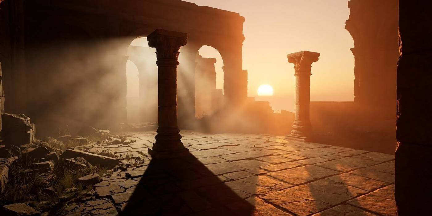 Final gloomy atmospheric scene with volumetric fog