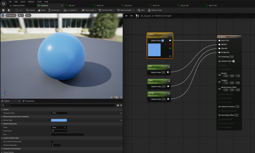 Blue plastic material node graph