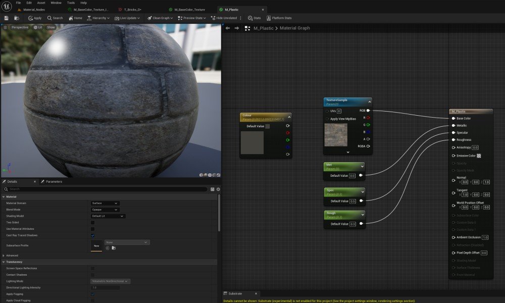 Texture Sample node connected to Base Color