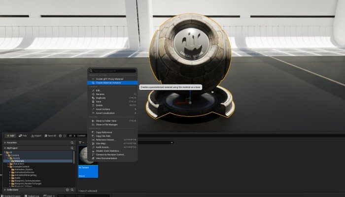 Create Material Instance context menu